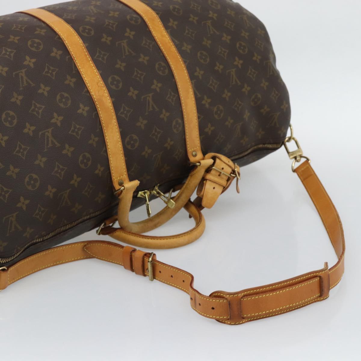 LOUIS VUITTON Monogram Keepall Bandouliere 55 Boston Bag M41414 LV Auth ka5458