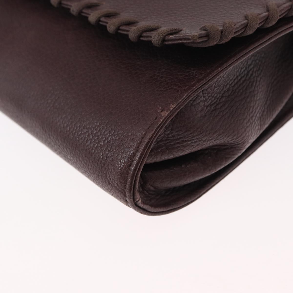 SAINT LAURENT Shoulder Bag Leather Purple Gold Auth ka546