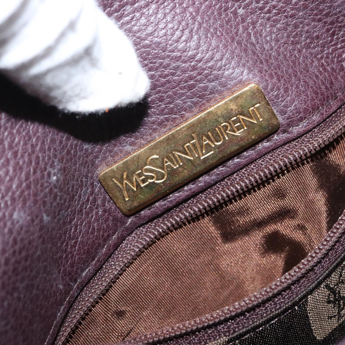 SAINT LAURENT Shoulder Bag Leather Purple Gold Auth ka546