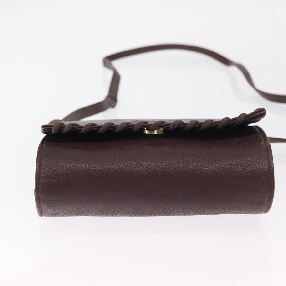SAINT LAURENT Shoulder Bag Leather Purple Gold Auth ka546