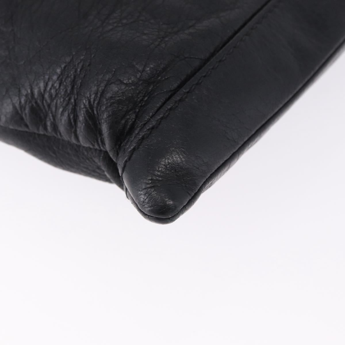 BALENCIAGA Classic Clip L Clutch Bag Leather Black Silver 273023 Auth ka5461