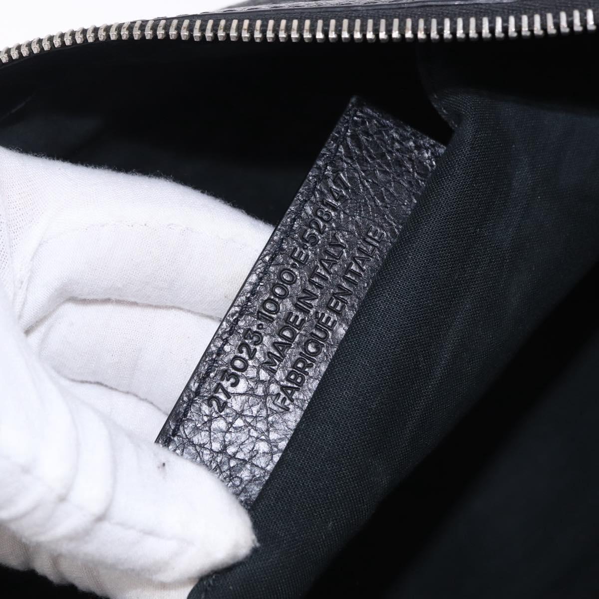 BALENCIAGA Classic Clip L Clutch Bag Leather Black Silver 273023 Auth ka5461