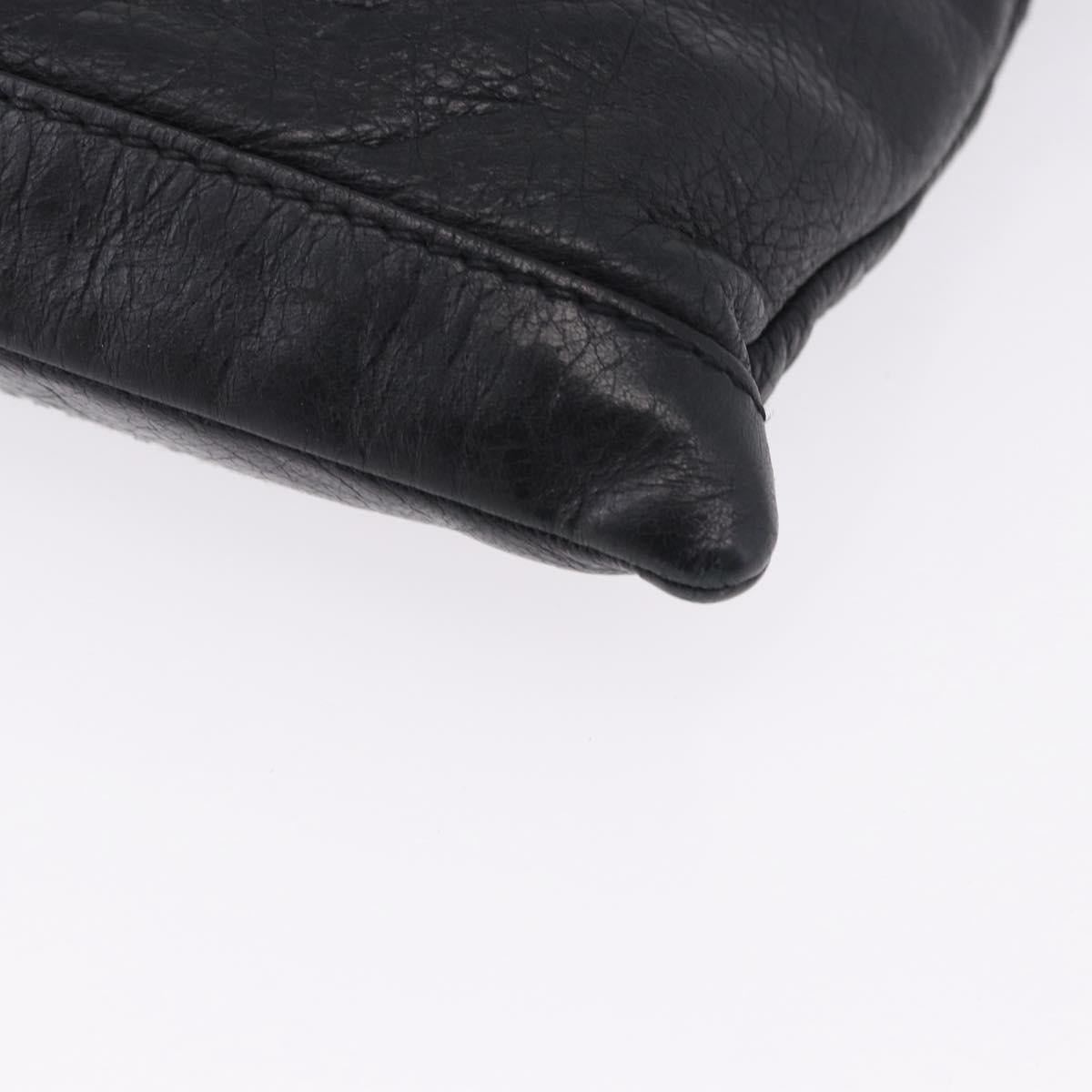BALENCIAGA Classic Clip L Clutch Bag Leather Black Silver 273023 Auth ka5461