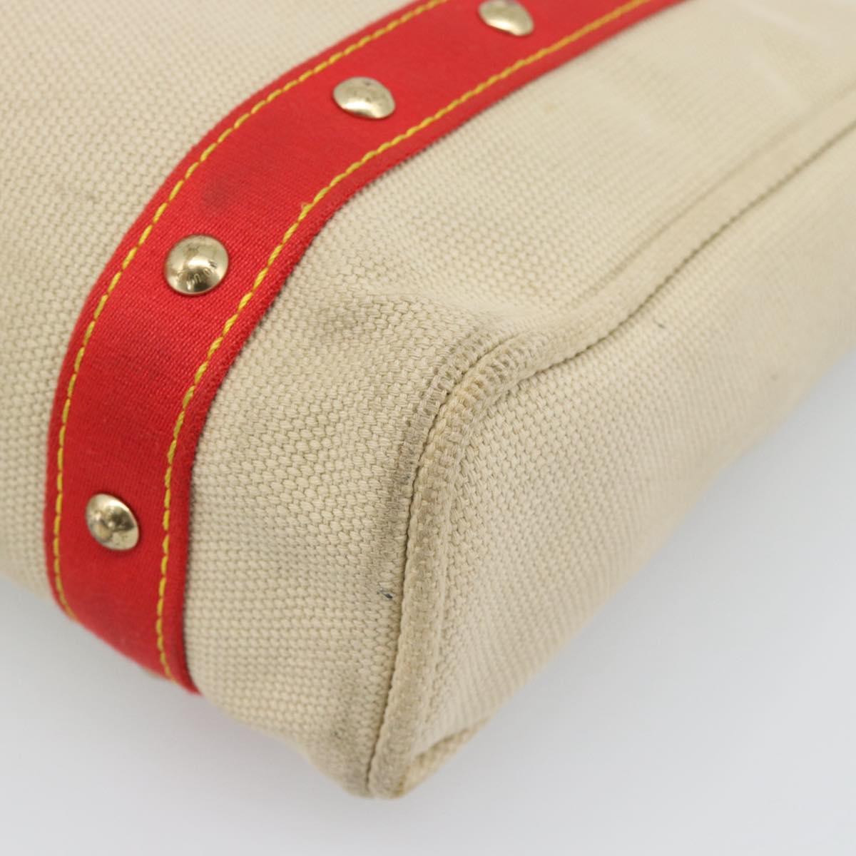 LOUIS VUITTON Antigua Cabas MM Tote Bag Beige Red M40035 LV Auth ka5465