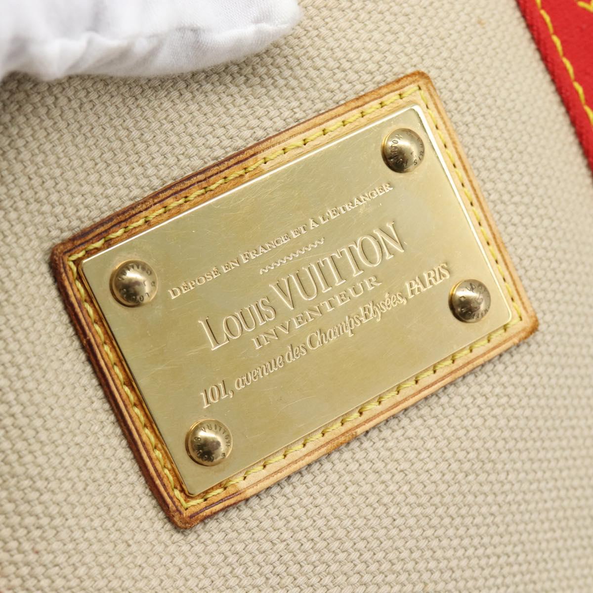 LOUIS VUITTON Antigua Cabas MM Tote Bag Beige Red M40035 LV Auth ka5465