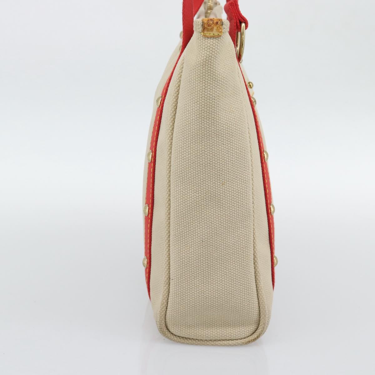LOUIS VUITTON Antigua Cabas MM Tote Bag Beige Red M40035 LV Auth ka5465