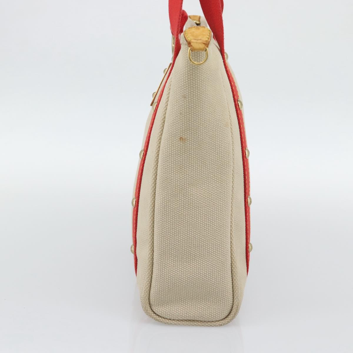 LOUIS VUITTON Antigua Cabas MM Tote Bag Beige Red M40035 LV Auth ka5465