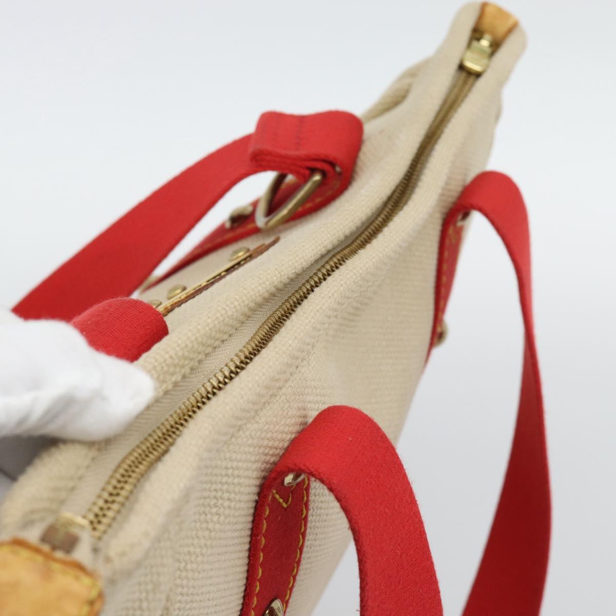 LOUIS VUITTON Antigua Cabas MM Tote Bag Beige Red M40035 LV Auth ka5465