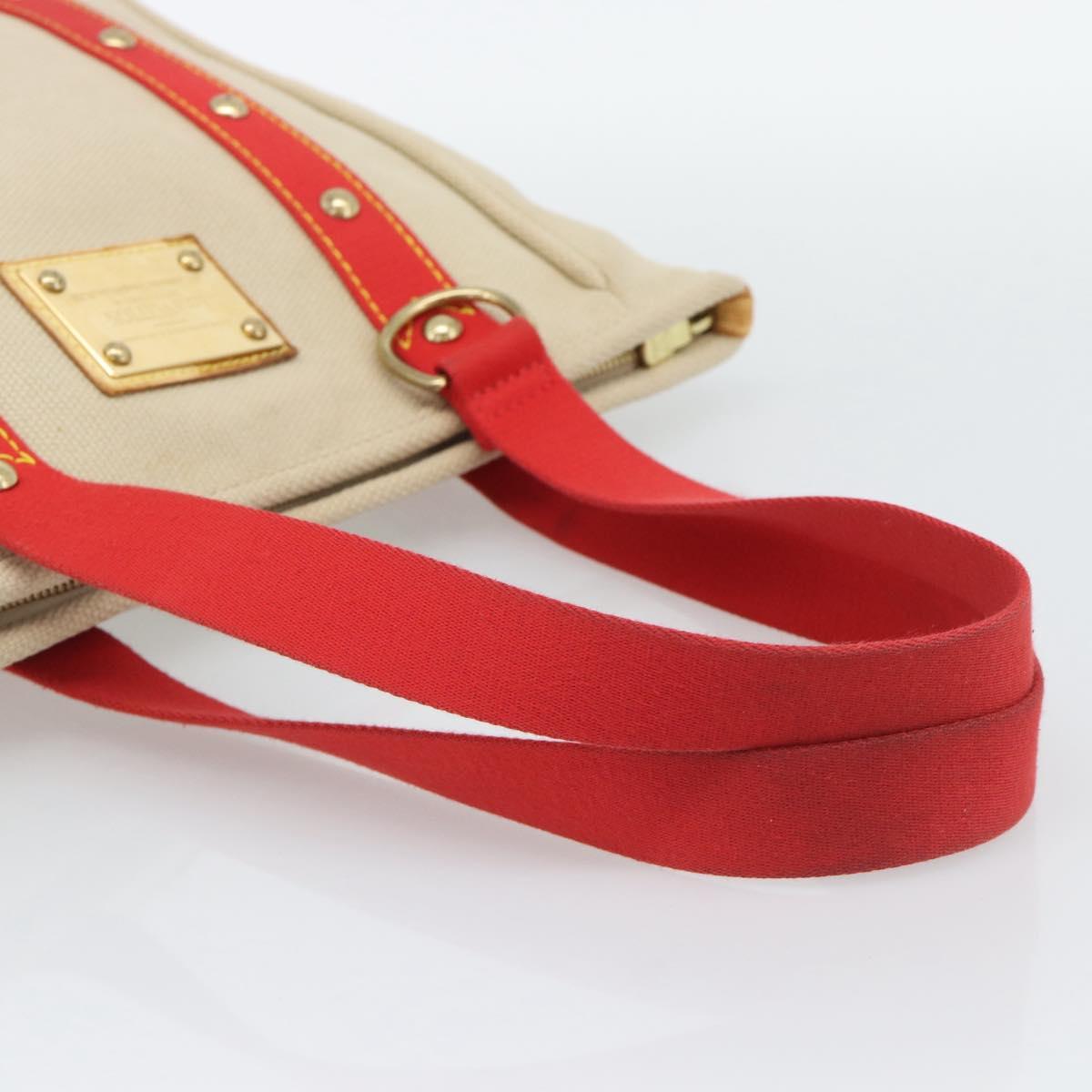 LOUIS VUITTON Antigua Cabas MM Tote Bag Beige Red M40035 LV Auth ka5465