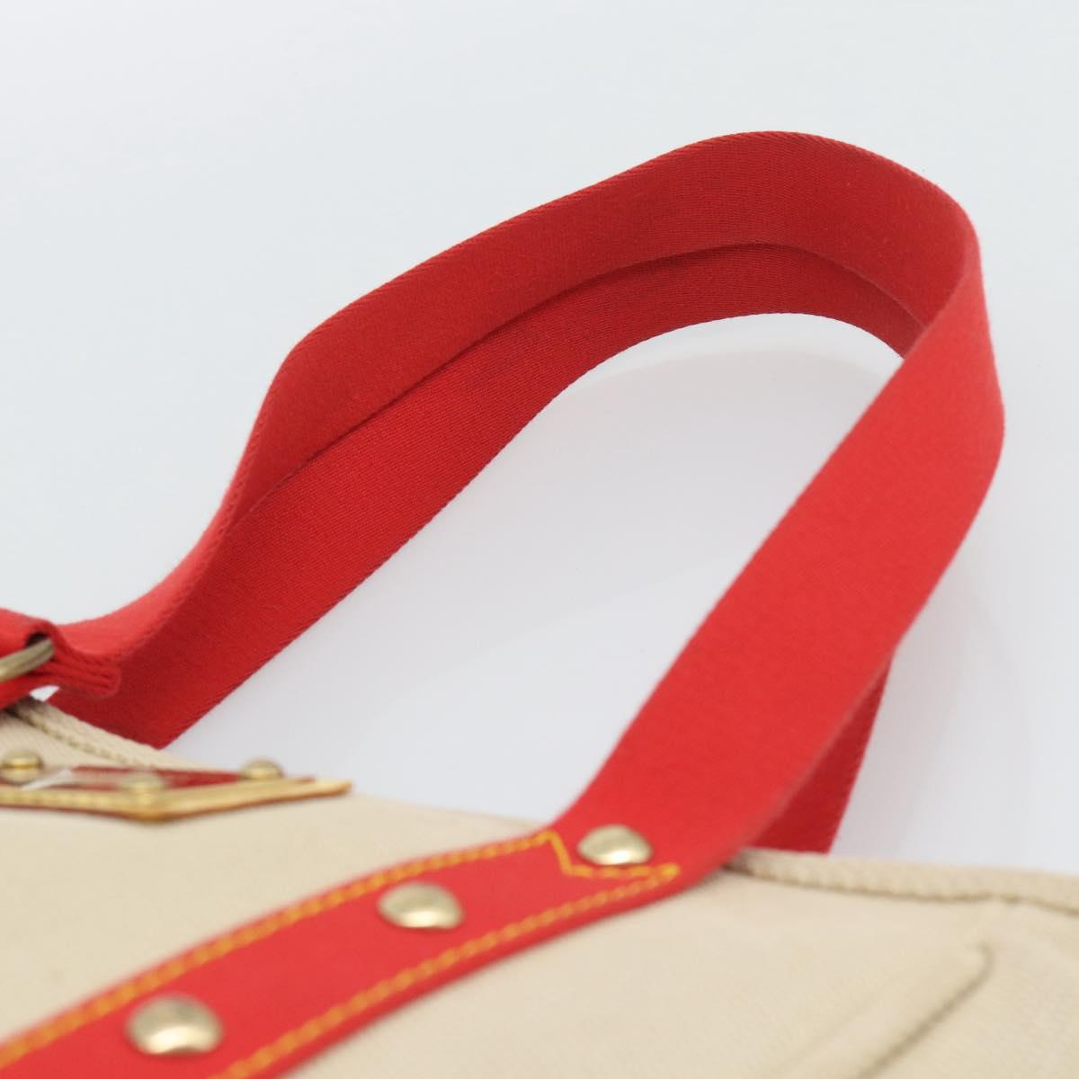 LOUIS VUITTON Antigua Cabas MM Tote Bag Beige Red M40035 LV Auth ka5465