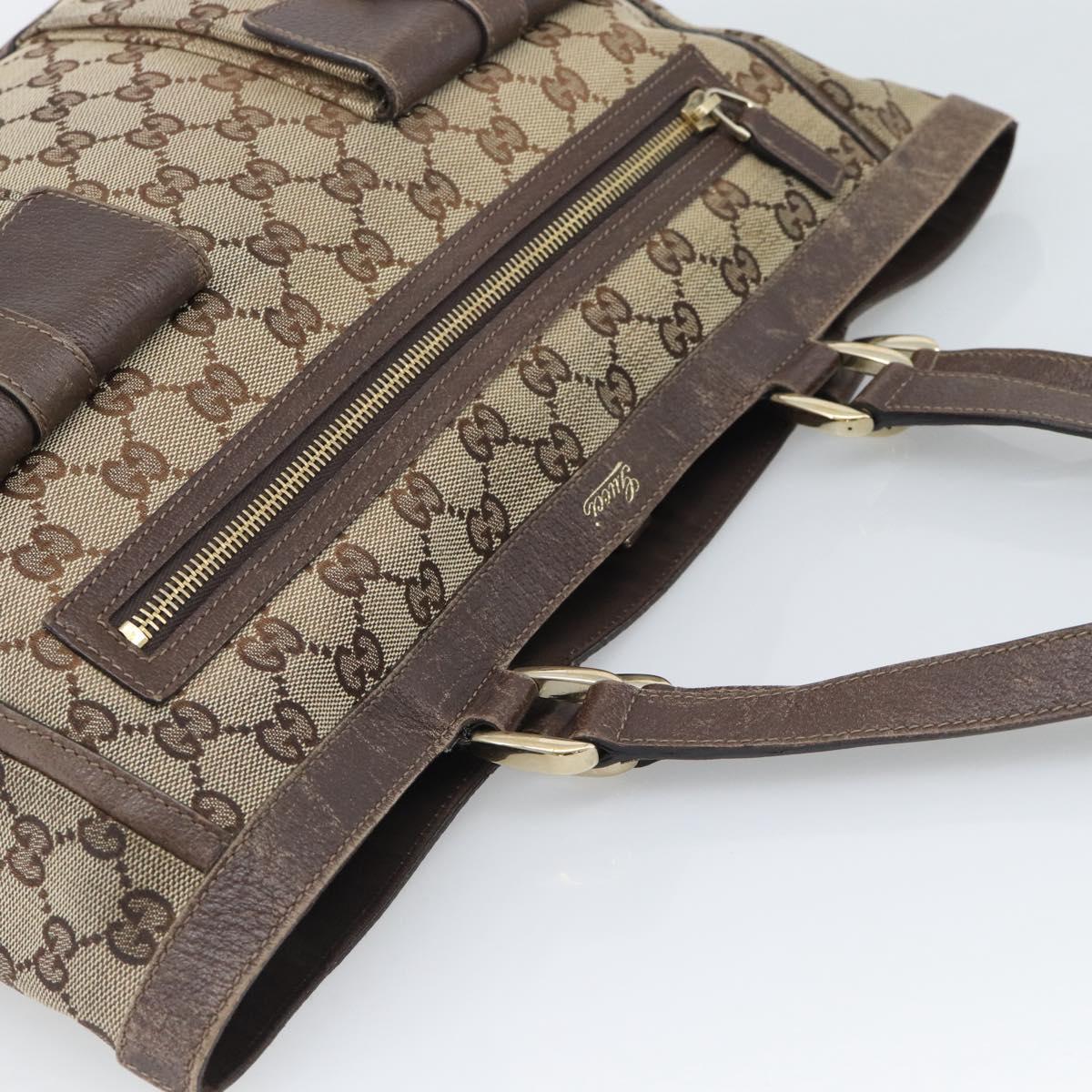 GUCCI GG Canvas Abbey Tote Bag Beige Gold Tone 146247 Auth ka5466