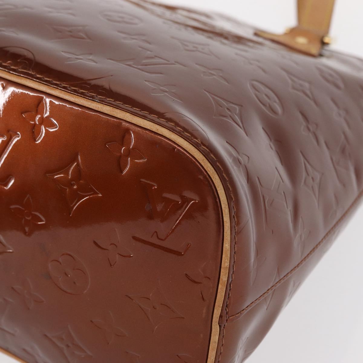 LOUIS VUITTON Monogram Vernis Houston Hand Bag Bronze M91122 LV Auth ka547