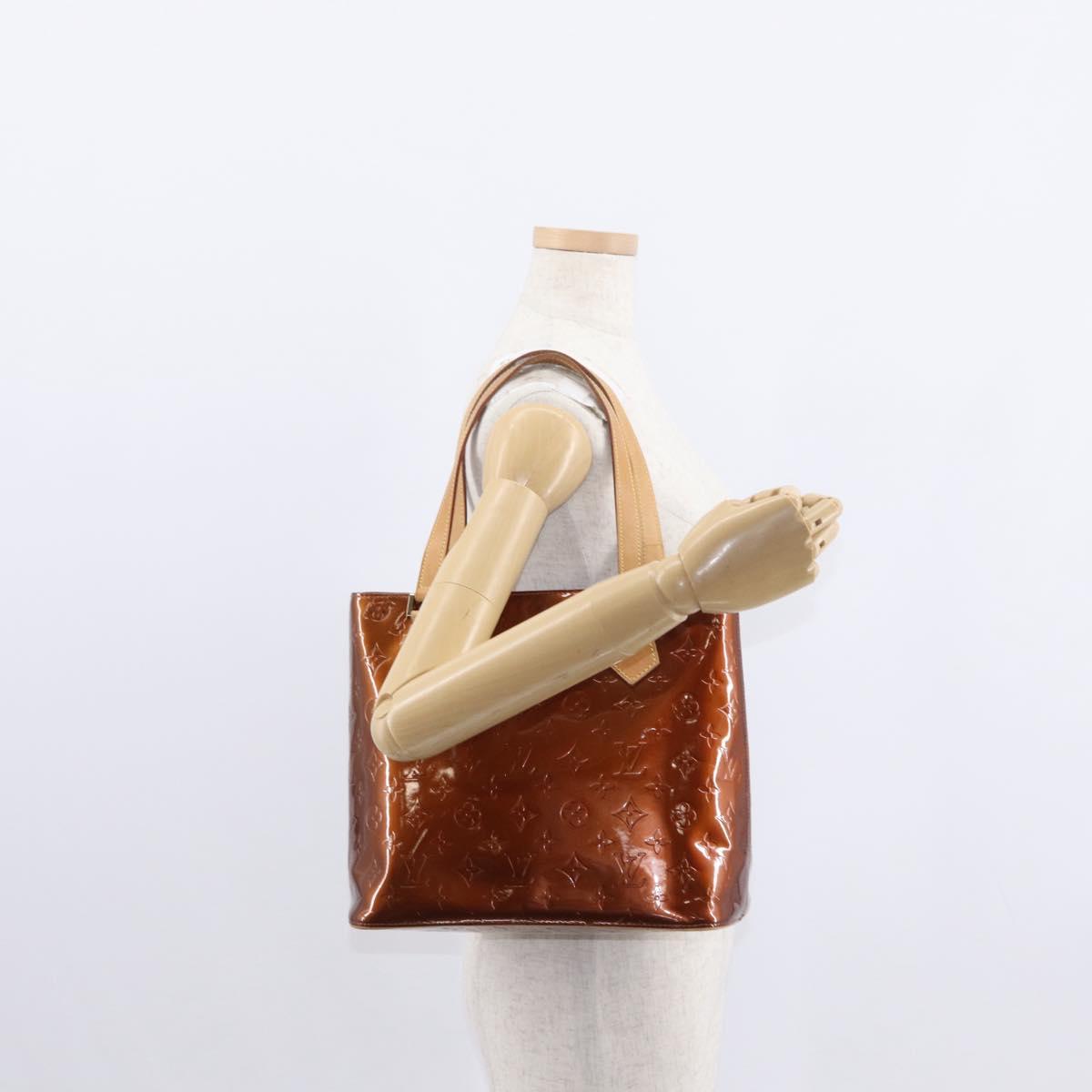 LOUIS VUITTON Monogram Vernis Houston Hand Bag Bronze M91122 LV Auth ka547