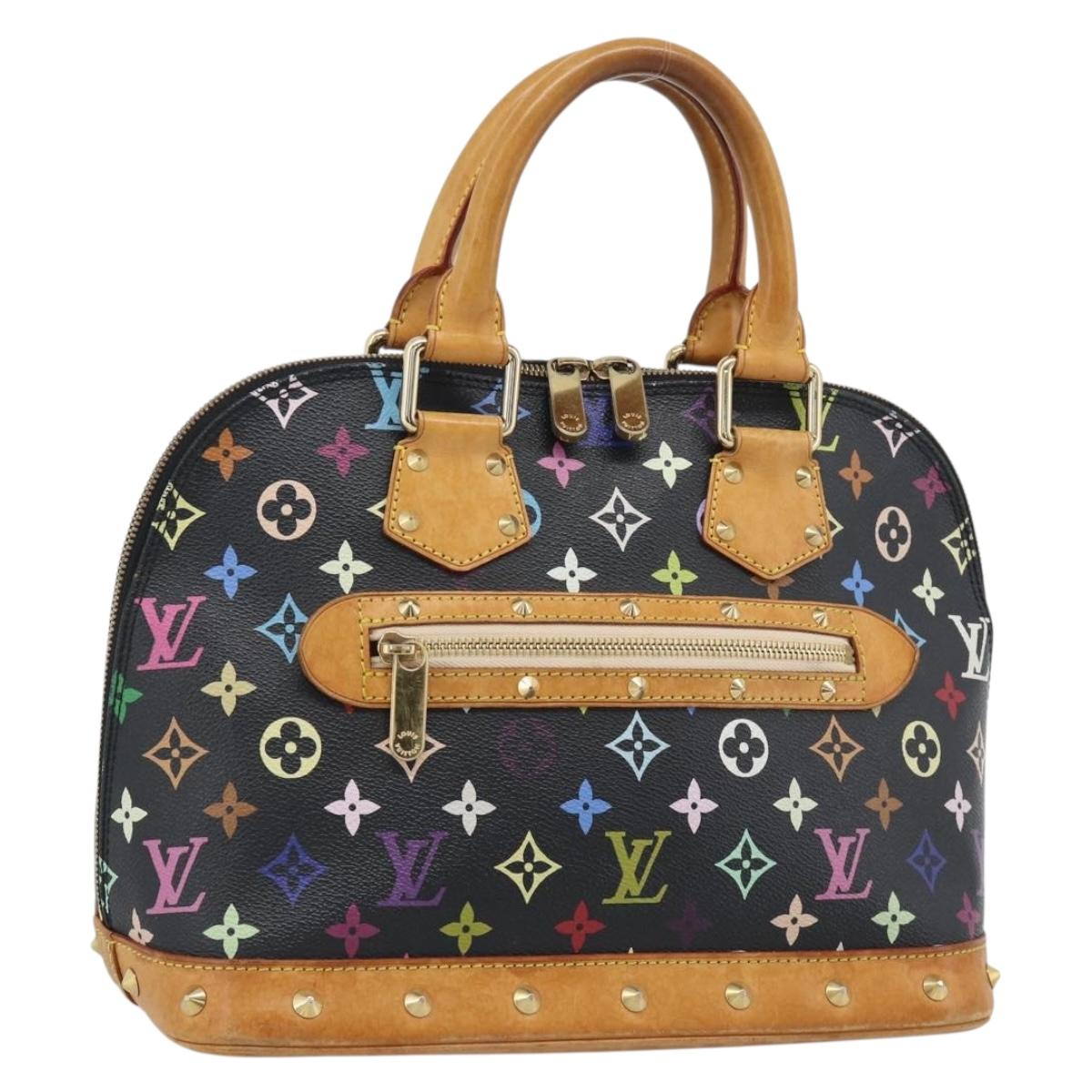 LOUIS VUITTON Monogram Multicolor Alma Hand Bag Black M92646 LV Auth ka5470A