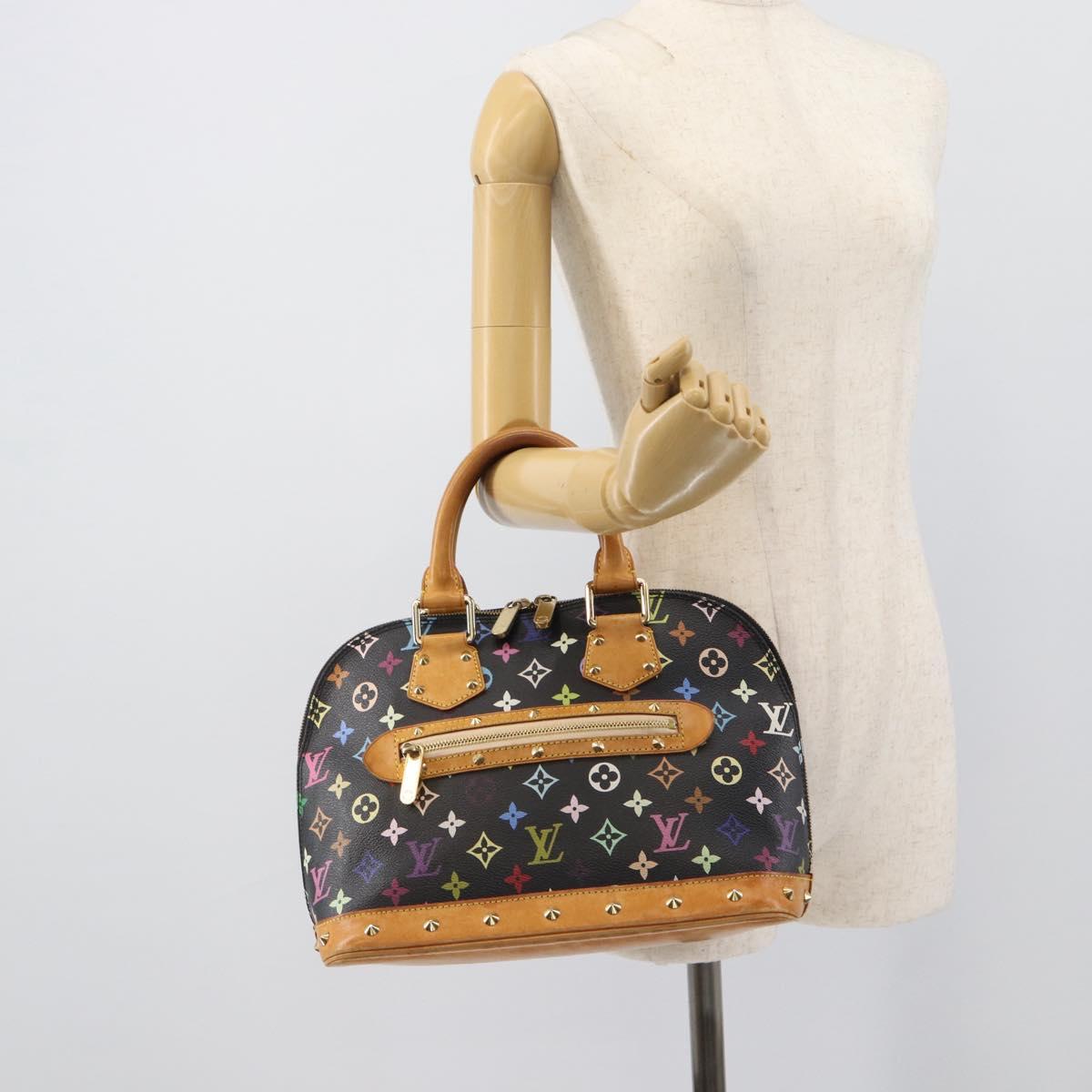 LOUIS VUITTON Monogram Multicolor Alma Hand Bag Black M92646 LV Auth ka5470A