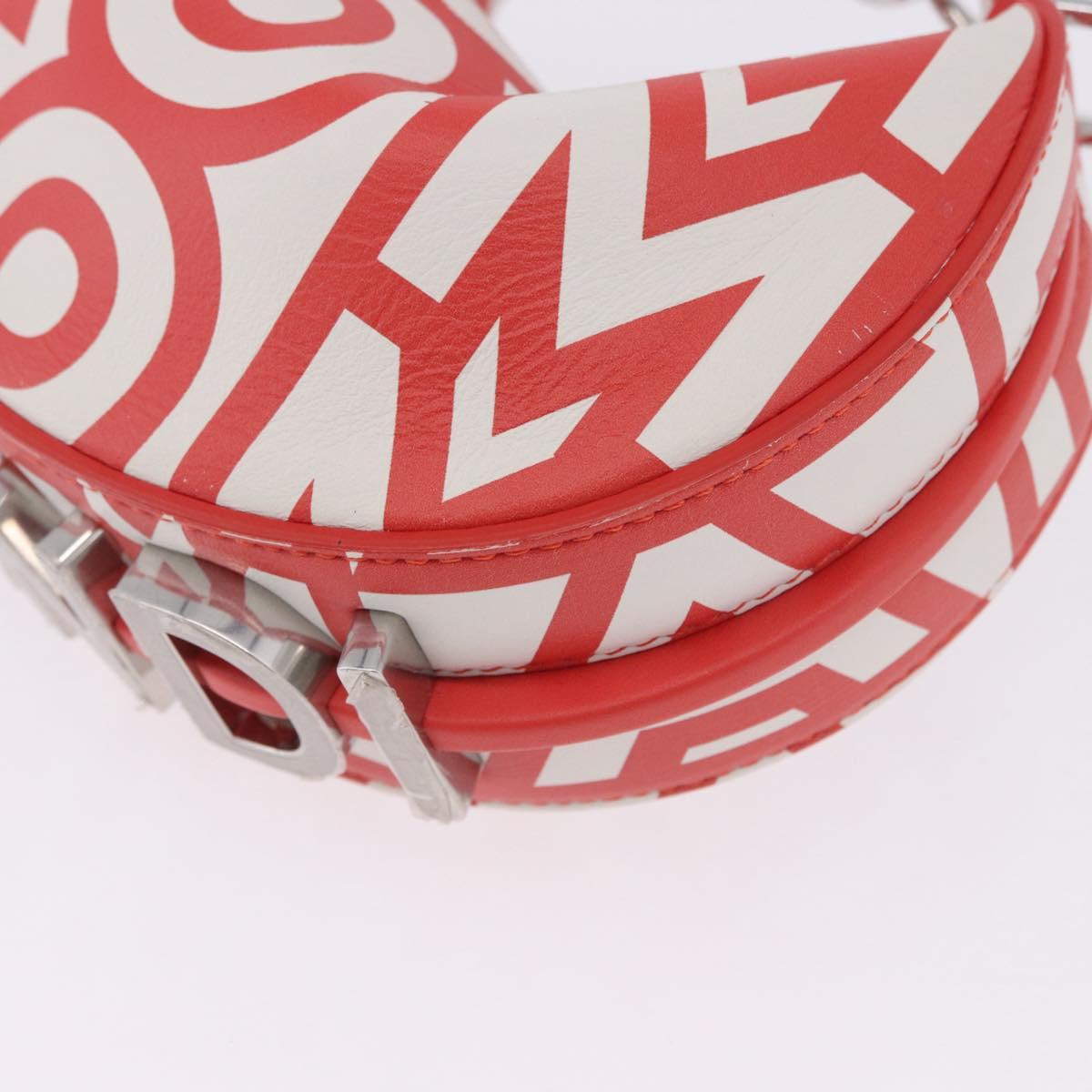FENDI Nanofendigraphy Hand Bag Leather Red Silver Auth ka5475M