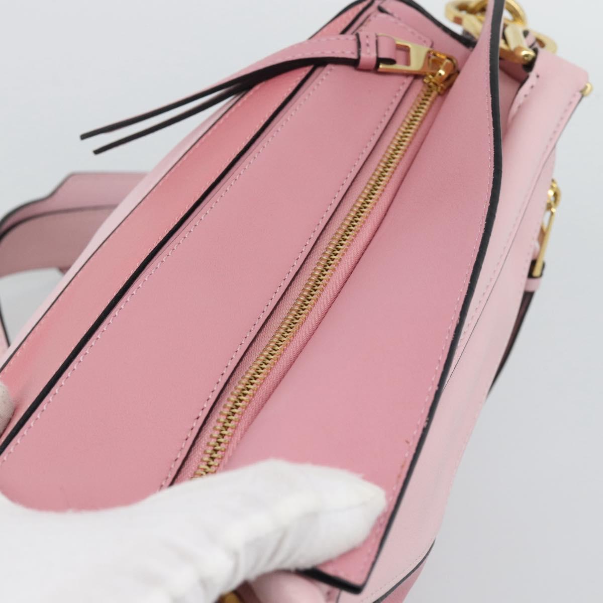 LOEWE Puzzle Small Hand Bag Leather 2way Pink Gold Tone Auth ka5476V
