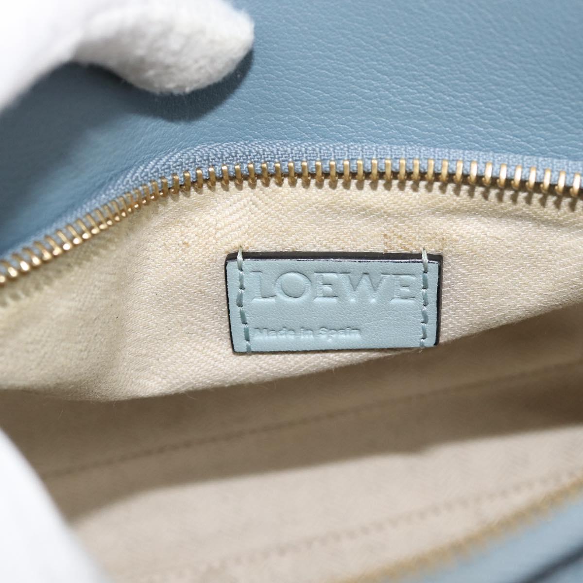 LOEWE Puzzle Small Hand Bag Leather 2way Light Blue Gold Tone Auth ka5477V