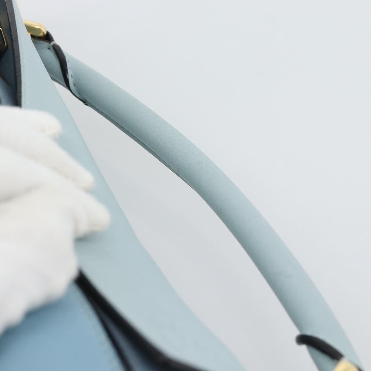 LOEWE Puzzle Small Hand Bag Leather 2way Light Blue Gold Tone Auth ka5477V
