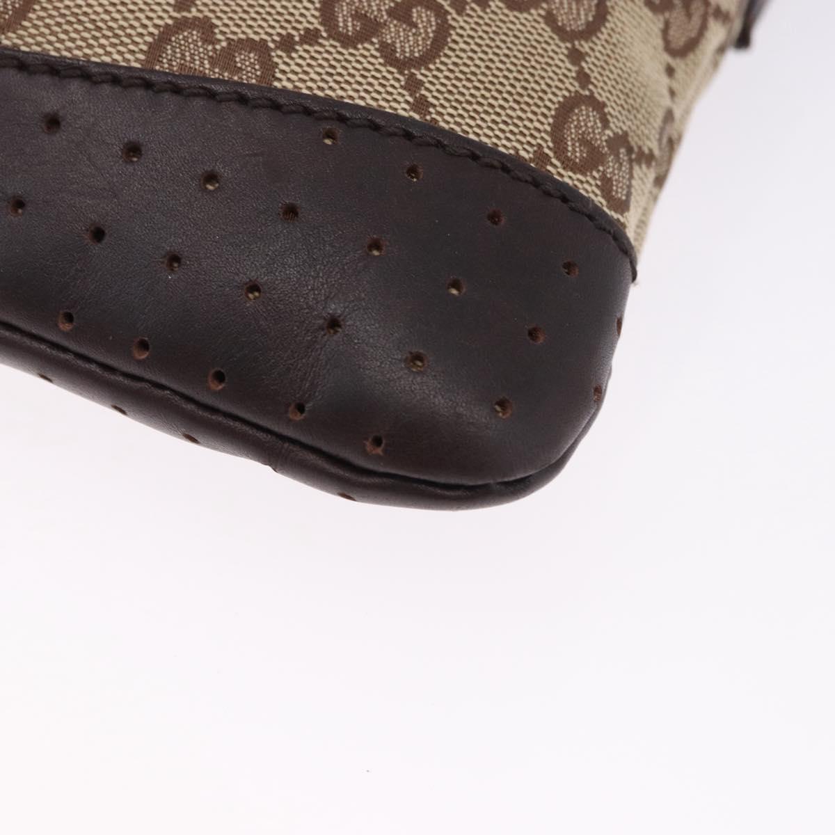 GUCCI GG Canvas Shoulder Bag Beige Silver 147671 Auth ka5478