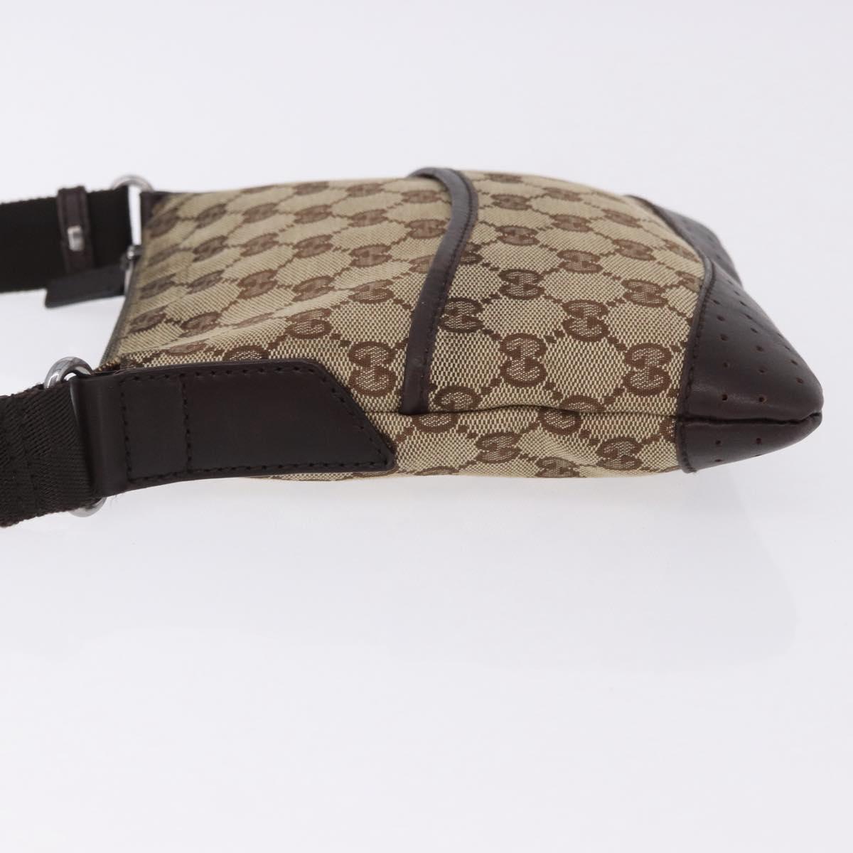 GUCCI GG Canvas Shoulder Bag Beige Silver 147671 Auth ka5478