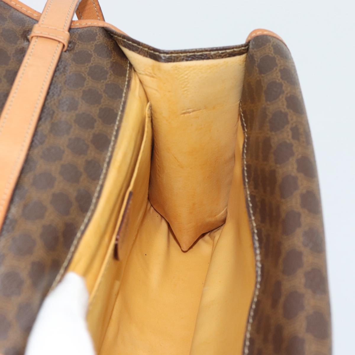 CELINE Macadam Shoulder Bag PVC Leather Brown Gold Tone Auth ka5479A