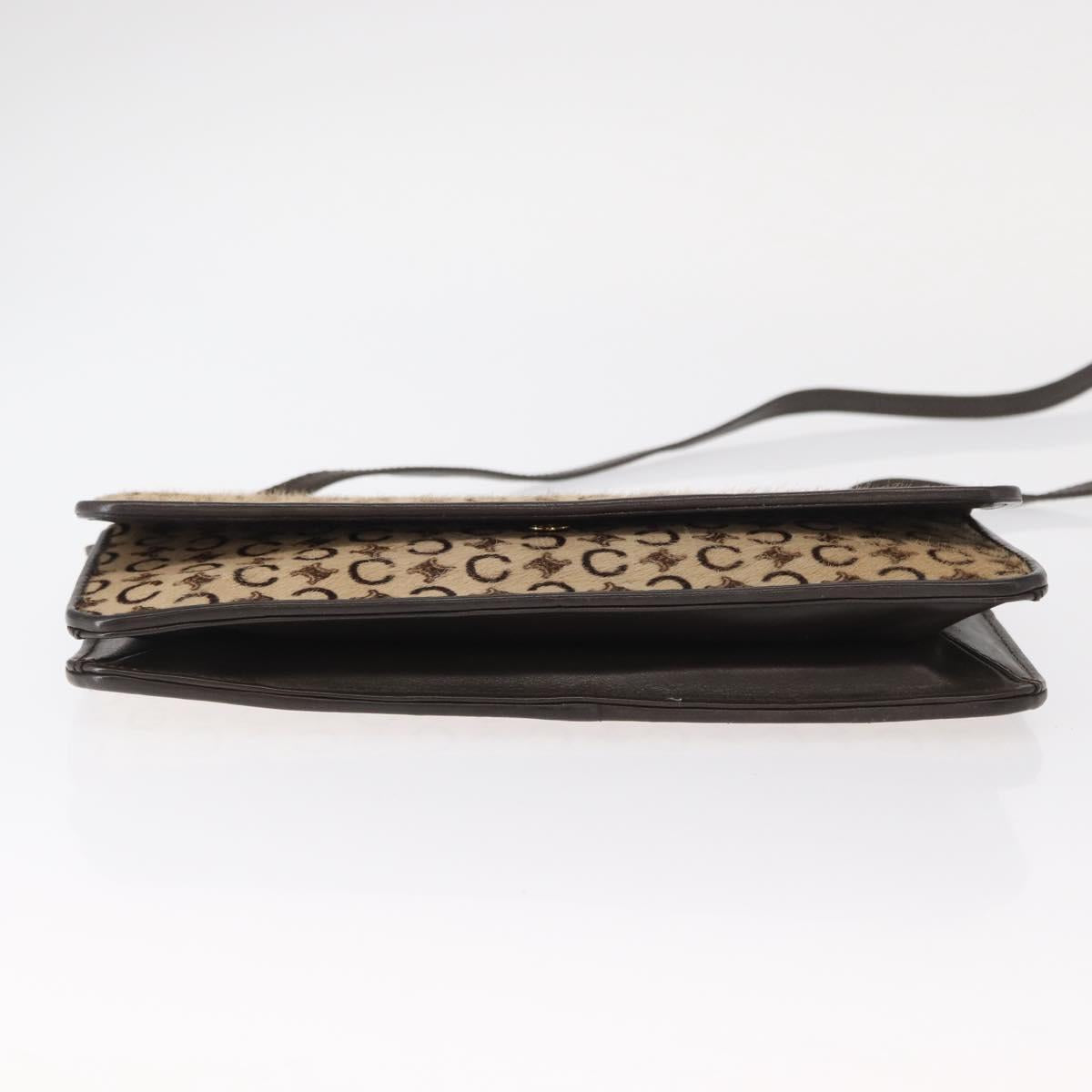 CELINE C Macadam Canvas Shoulder Bag Canvas Beige Gold Auth ka548