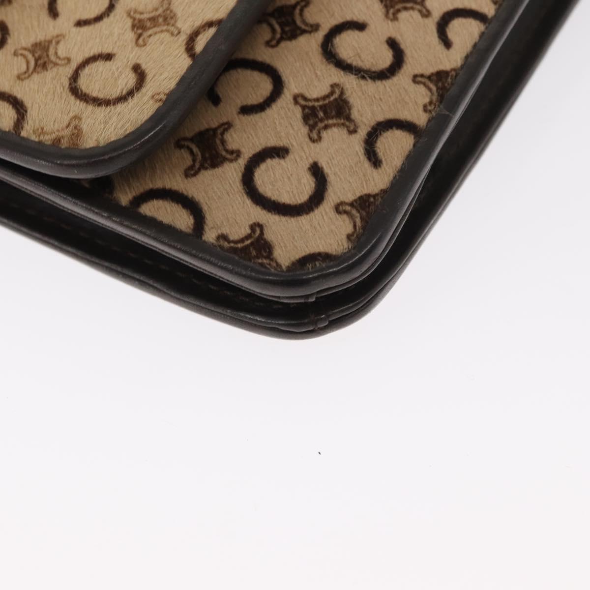 CELINE C Macadam Canvas Shoulder Bag Canvas Beige Gold Auth ka548