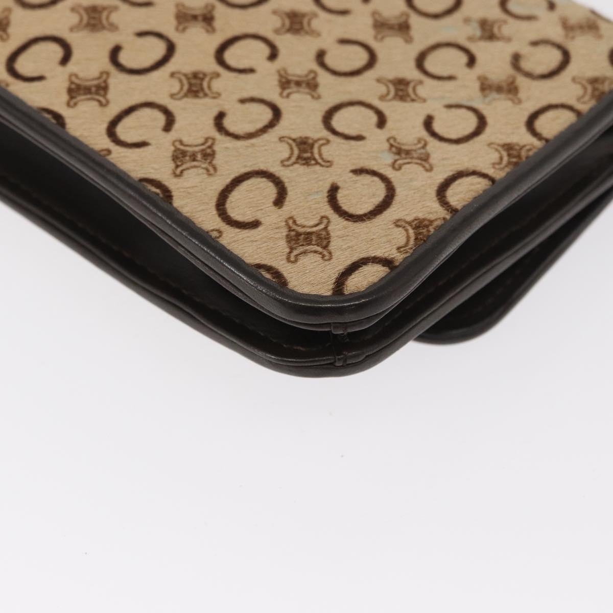 CELINE C Macadam Canvas Shoulder Bag Canvas Beige Gold Auth ka548