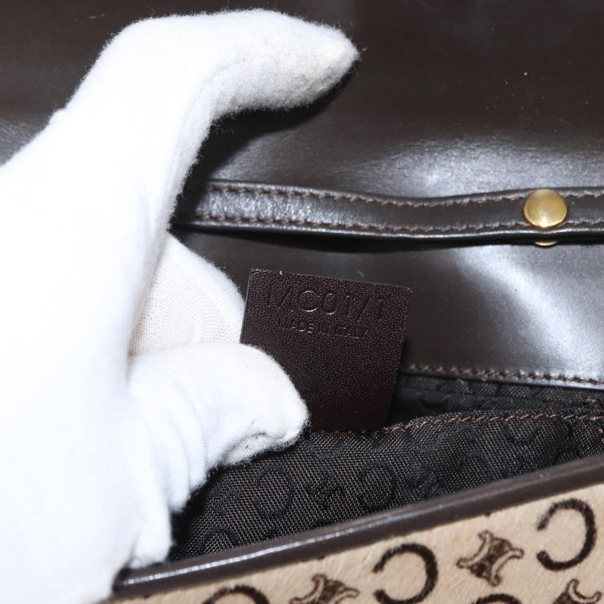 CELINE C Macadam Canvas Shoulder Bag Canvas Beige Gold Auth ka548