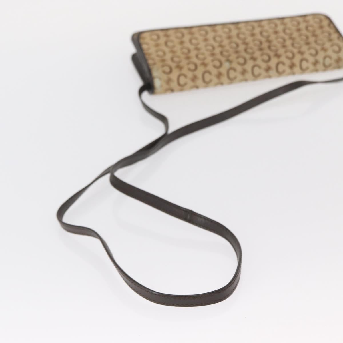 CELINE C Macadam Canvas Shoulder Bag Canvas Beige Gold Auth ka548