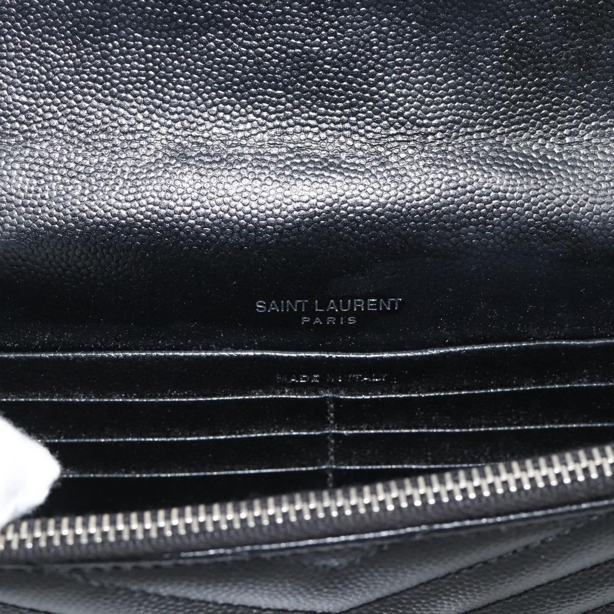 SAINT LAURENT Chain Shoulder Bag Leather Black Silver 742920 Auth ka5481V