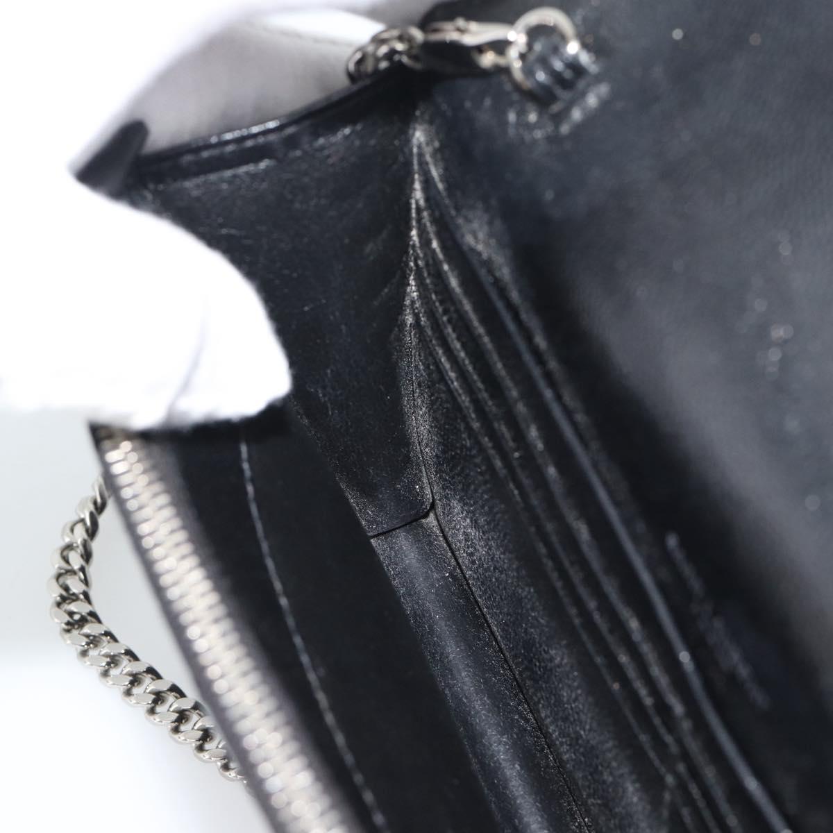 SAINT LAURENT Chain Shoulder Bag Leather Black Silver 742920 Auth ka5481V