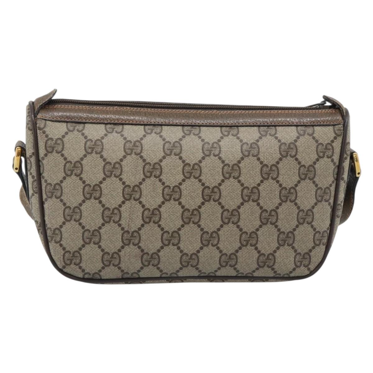 GUCCI GG Supreme Web Sherry Line Shoulder Bag PVC Beige 89 02 054 Auth ka5486