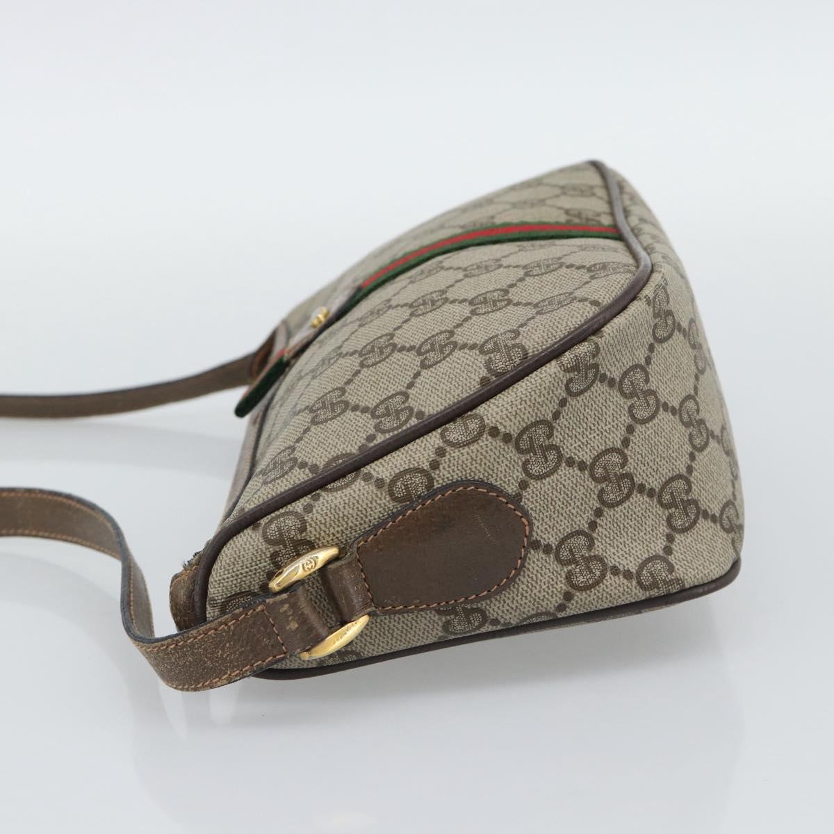 GUCCI GG Supreme Web Sherry Line Shoulder Bag PVC Beige 89 02 054 Auth ka5486