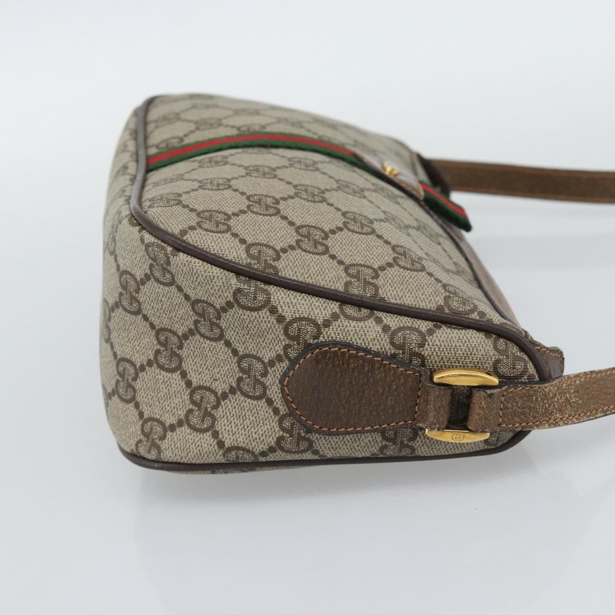 GUCCI GG Supreme Web Sherry Line Shoulder Bag PVC Beige 89 02 054 Auth ka5486