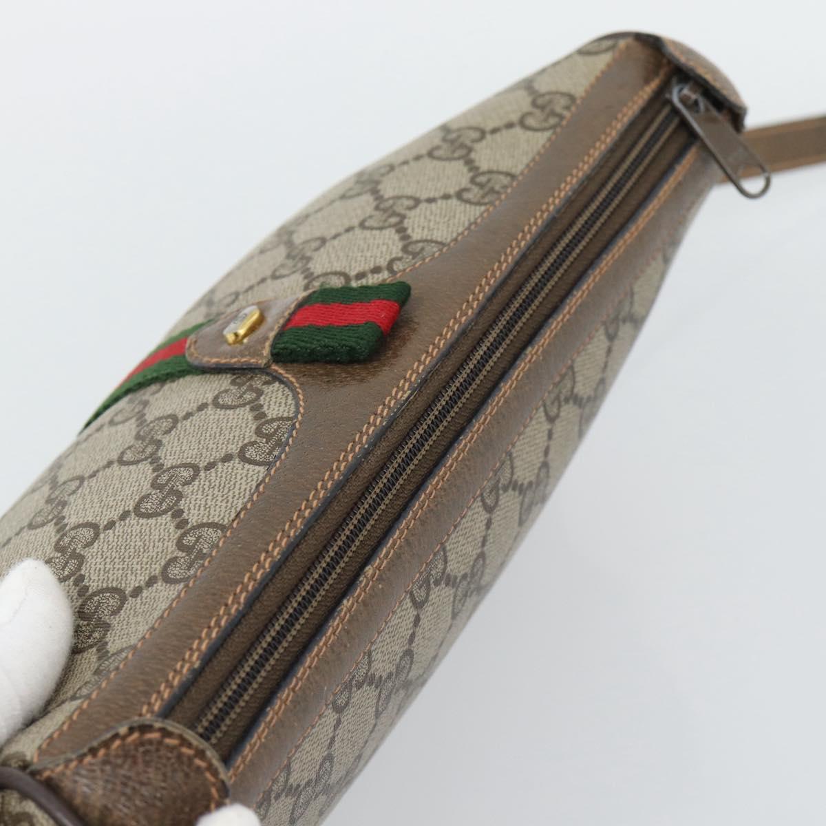 GUCCI GG Supreme Web Sherry Line Shoulder Bag PVC Beige 89 02 054 Auth ka5486