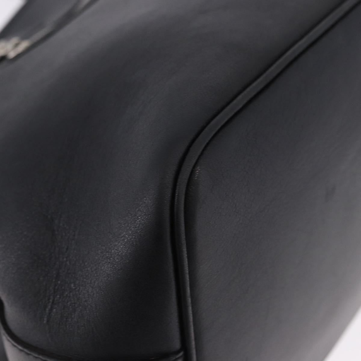 Salvatore Ferragamo Hand Bag Leather Black Silver Auth ka5488