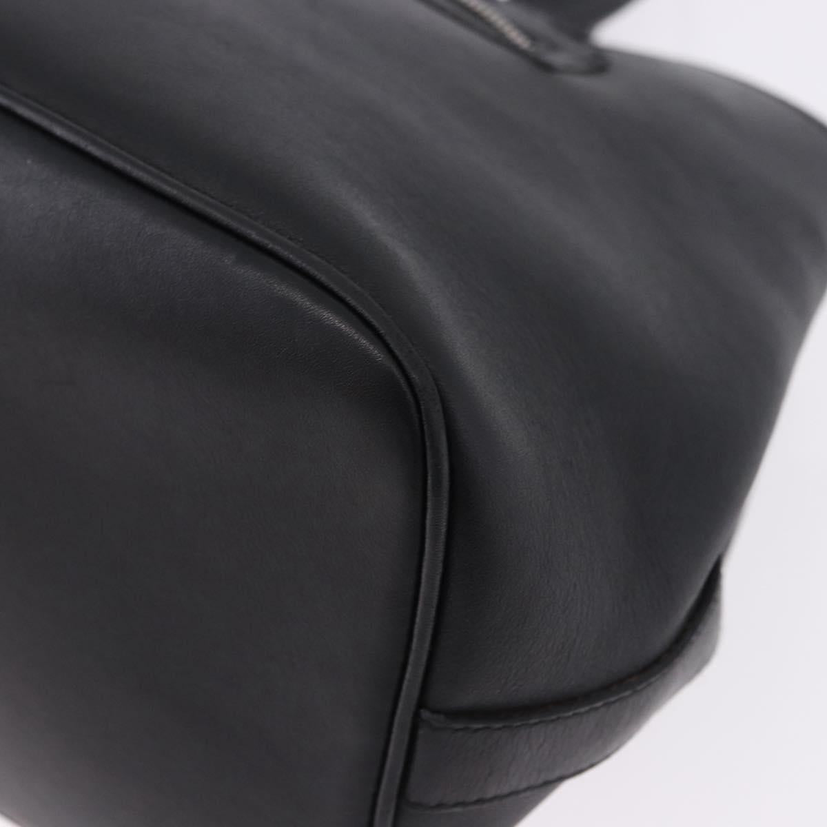 Salvatore Ferragamo Hand Bag Leather Black Silver Auth ka5488