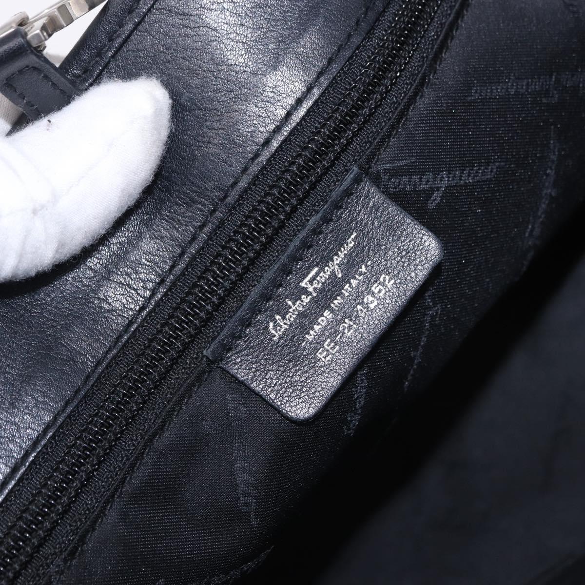 Salvatore Ferragamo Hand Bag Leather Black Silver Auth ka5488