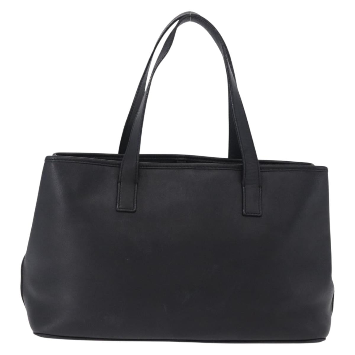 Salvatore Ferragamo Hand Bag Leather Black Silver Auth ka5488