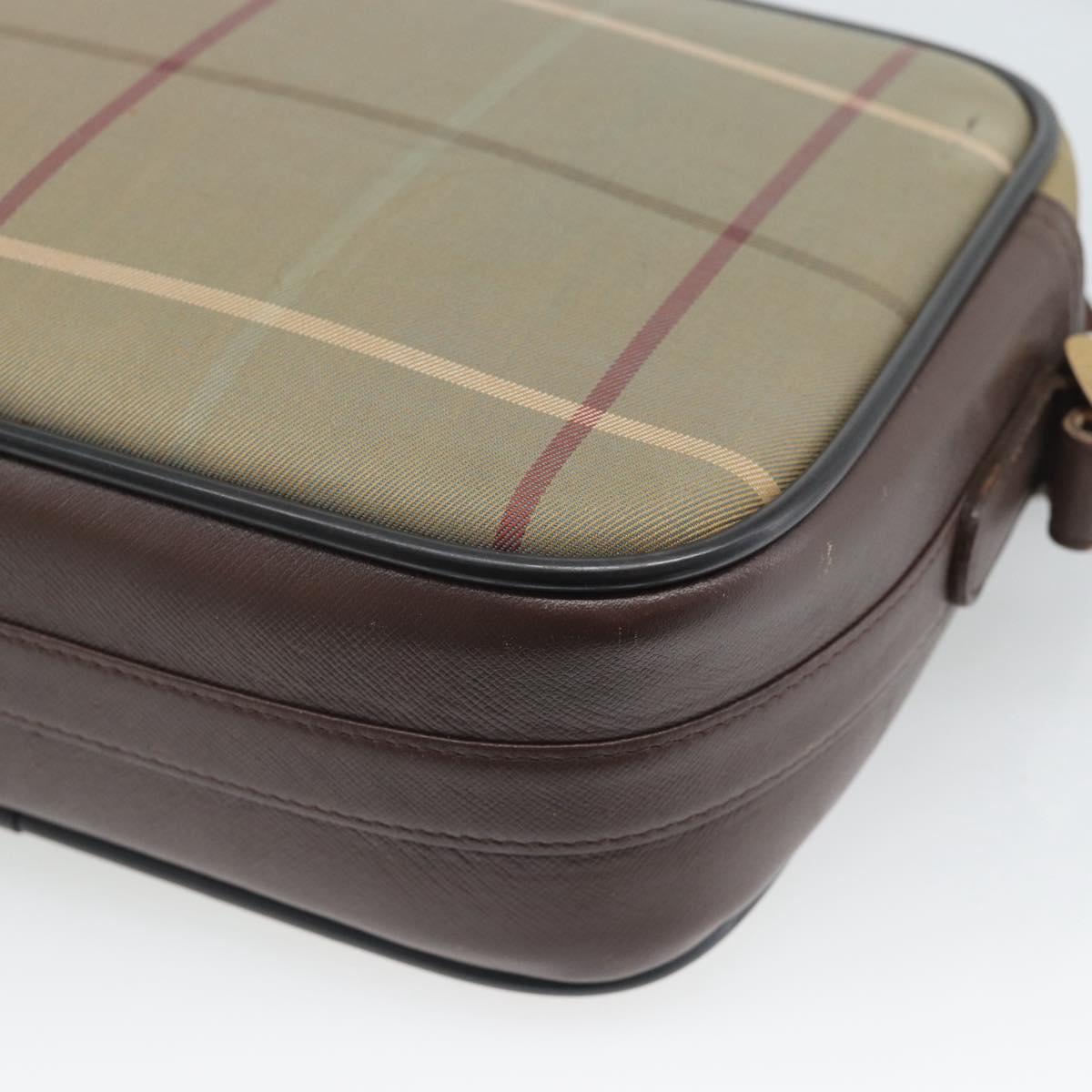 Burberrys Nova Check Shoulder Bag Canvas Beige Gold Tone Auth ka5489