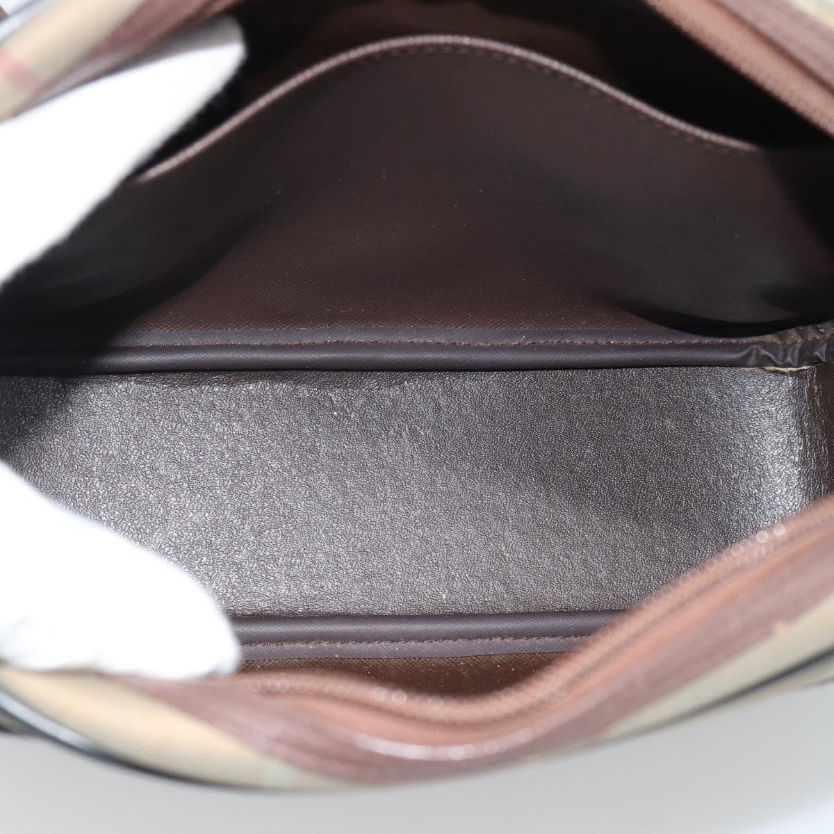 Burberrys Nova Check Shoulder Bag Canvas Beige Gold Tone Auth ka5489