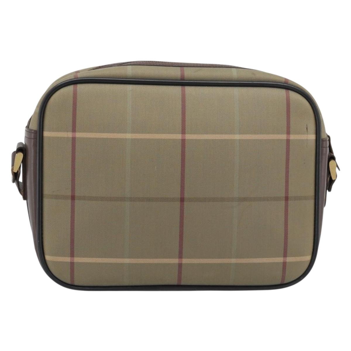 Burberrys Nova Check Shoulder Bag Canvas Beige Gold Tone Auth ka5489