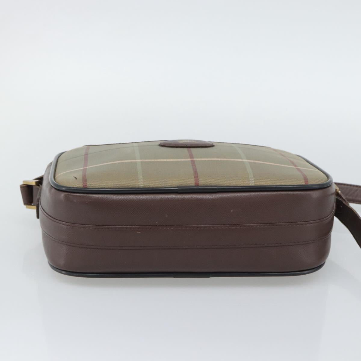 Burberrys Nova Check Shoulder Bag Canvas Beige Gold Tone Auth ka5489