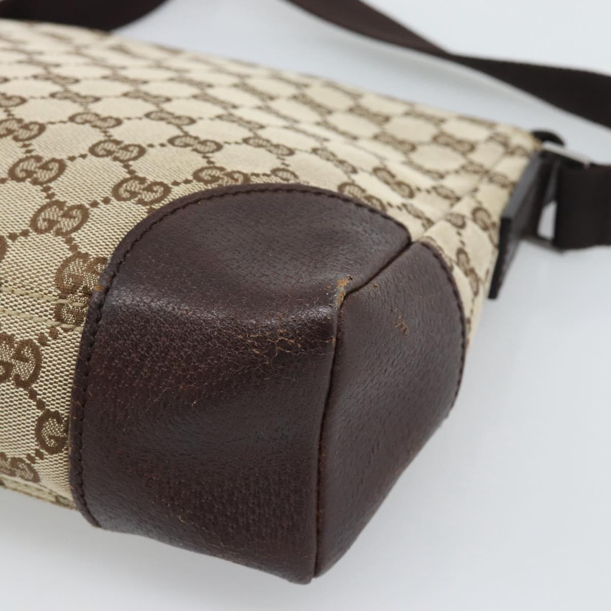 GUCCI GG Canvas Shoulder Bag Beige Silver 11427 Auth ka5492