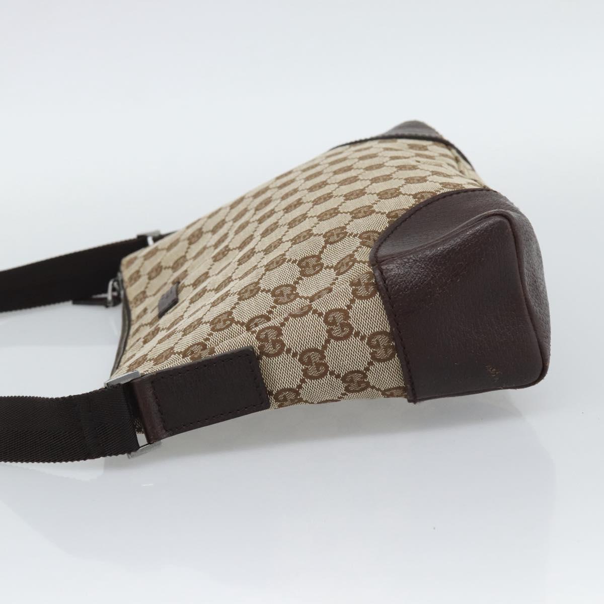 GUCCI GG Canvas Shoulder Bag Beige Silver 11427 Auth ka5492