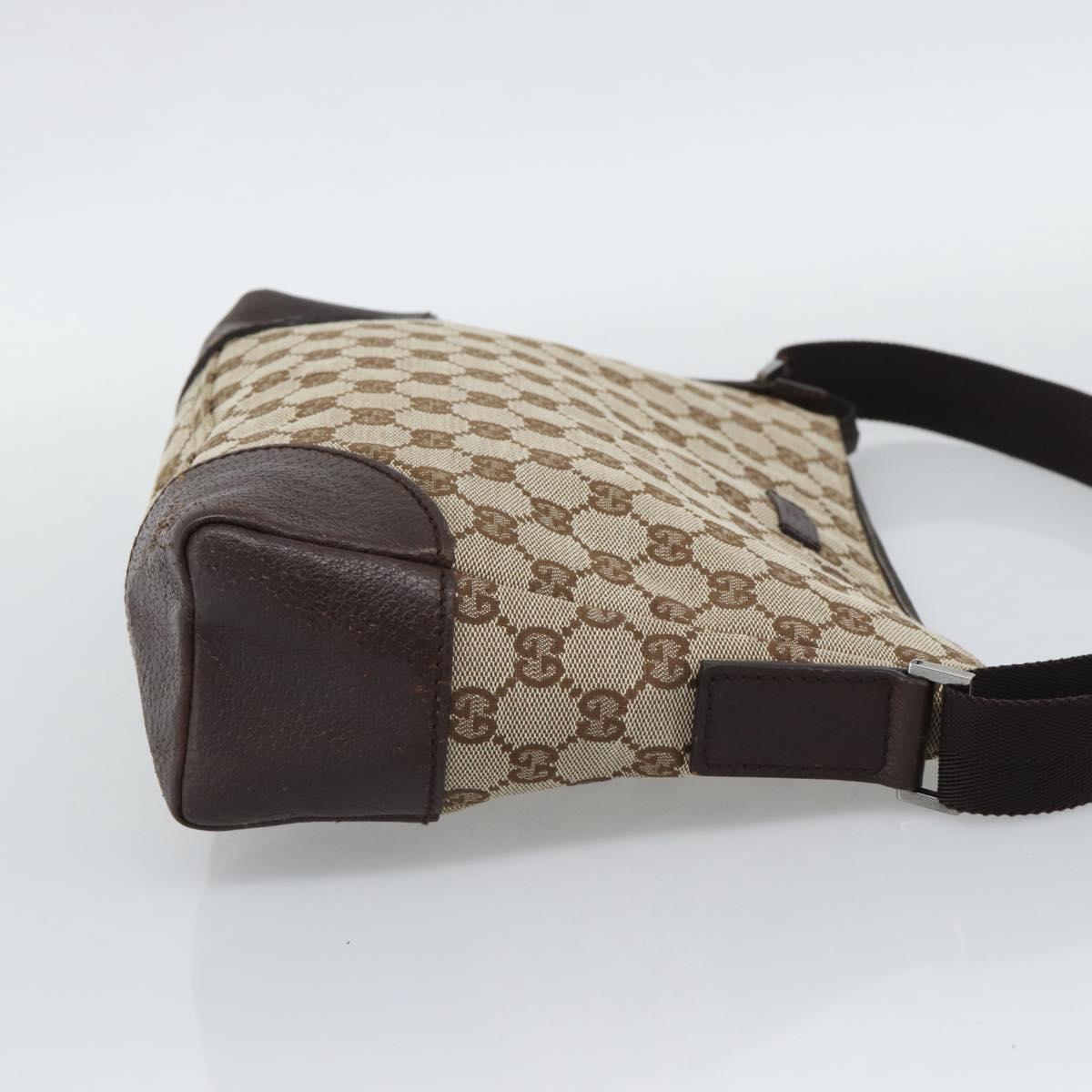 GUCCI GG Canvas Shoulder Bag Beige Silver 11427 Auth ka5492