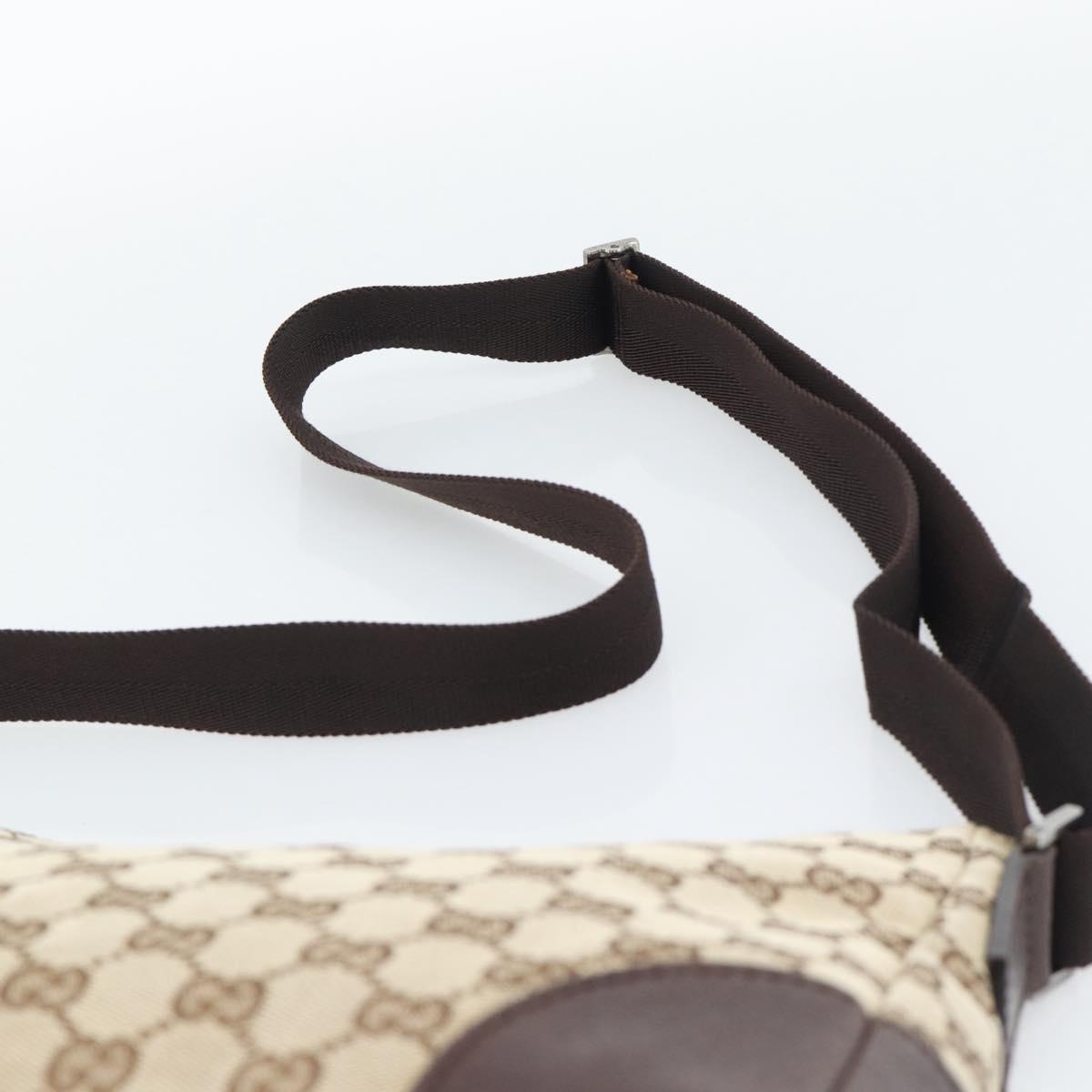 GUCCI GG Canvas Shoulder Bag Beige Silver 11427 Auth ka5492