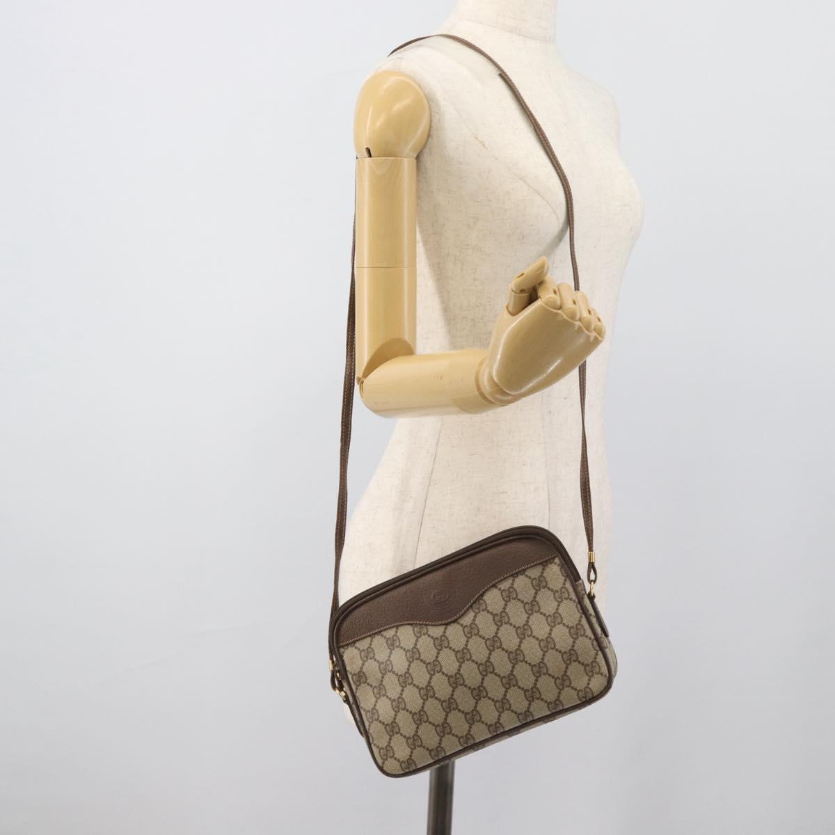 GUCCI GG Supreme Shoulder Bag PVC Leather Beige Gold 007 115 6428 Auth ka5493